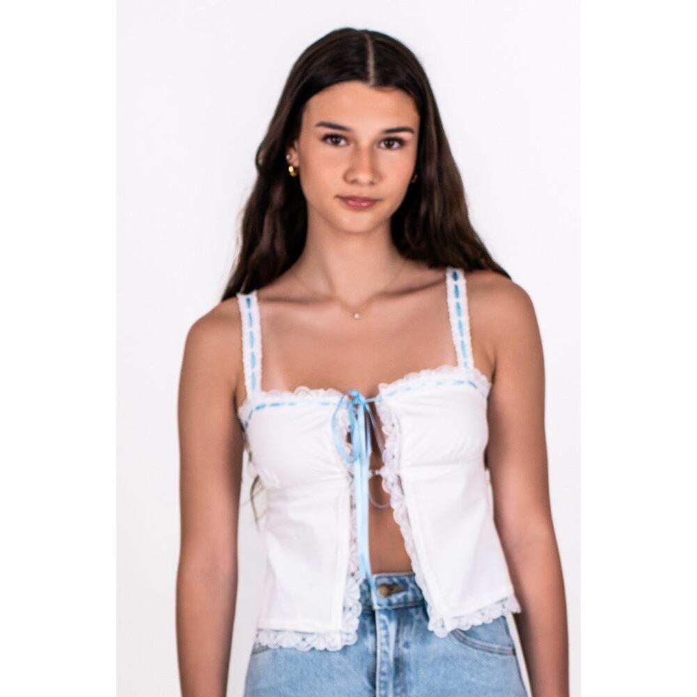 Rumored Vintage Love Cami NWT Size L - Blue / White